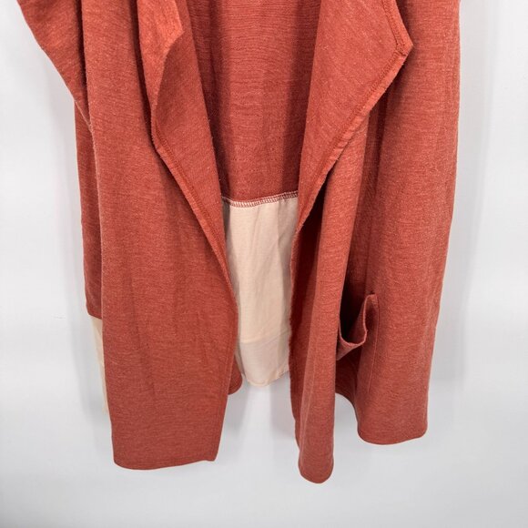 LOGO Lori Goldstein Sleeveless Drape Vest Women Medium Peach Layered Hem Pockets - Picture 3 of 9